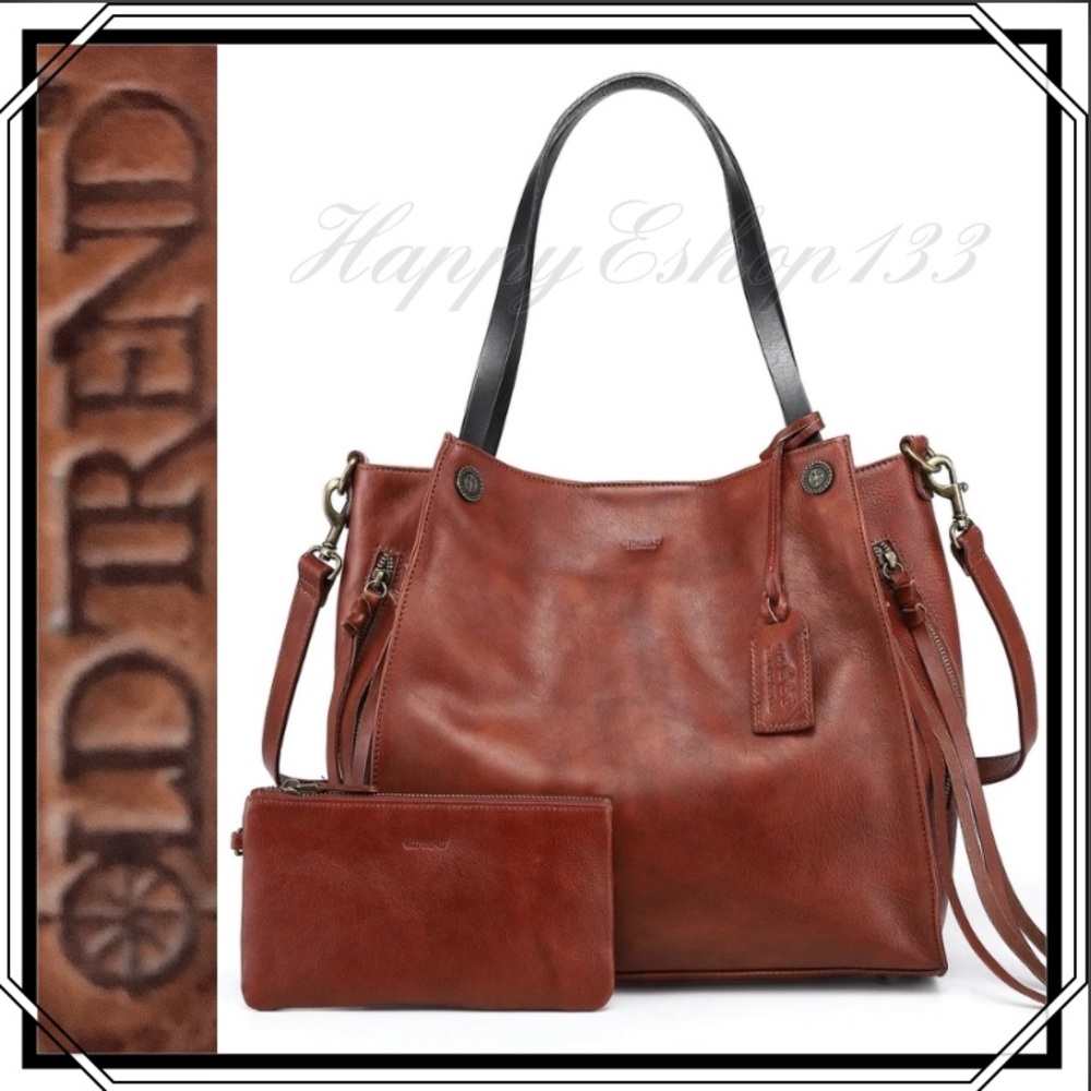 Old Trend 100% Leather Daisy Tote & Leather Pouch